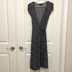 Navy Spot Wrap Dress